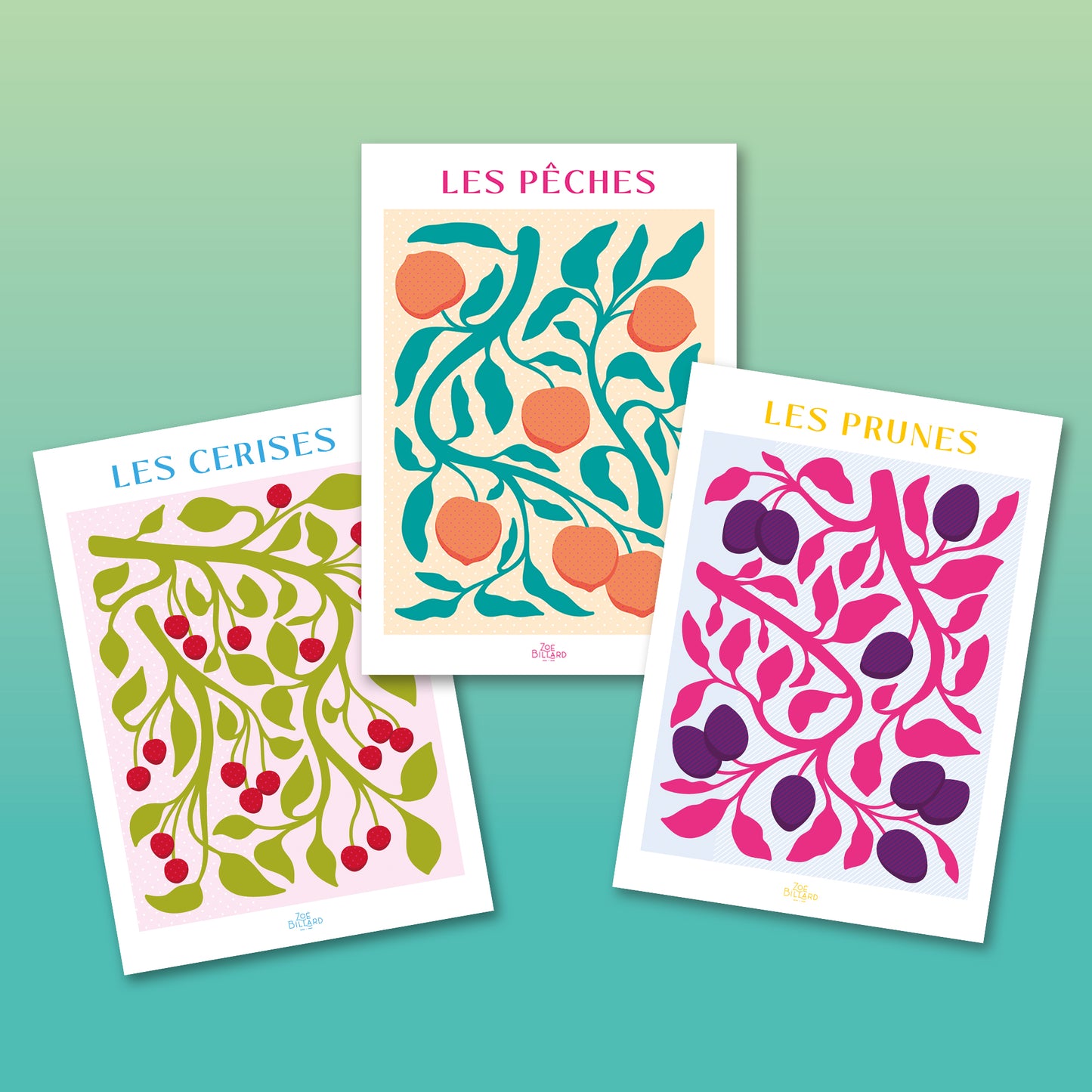 Pack de 3 - Les Cerises - Les Pêches - Les Prunes