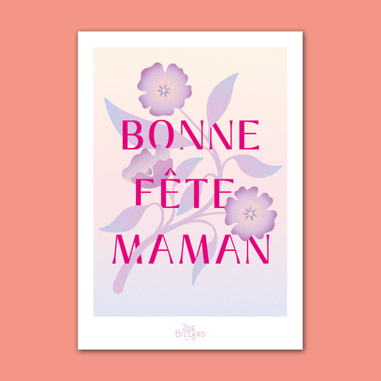 Carte Bonne fête Maman - Rose