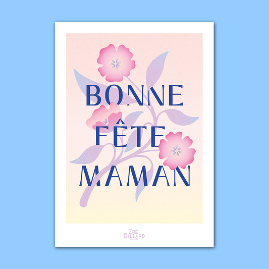 Carte Bonne fête Maman - Bleu