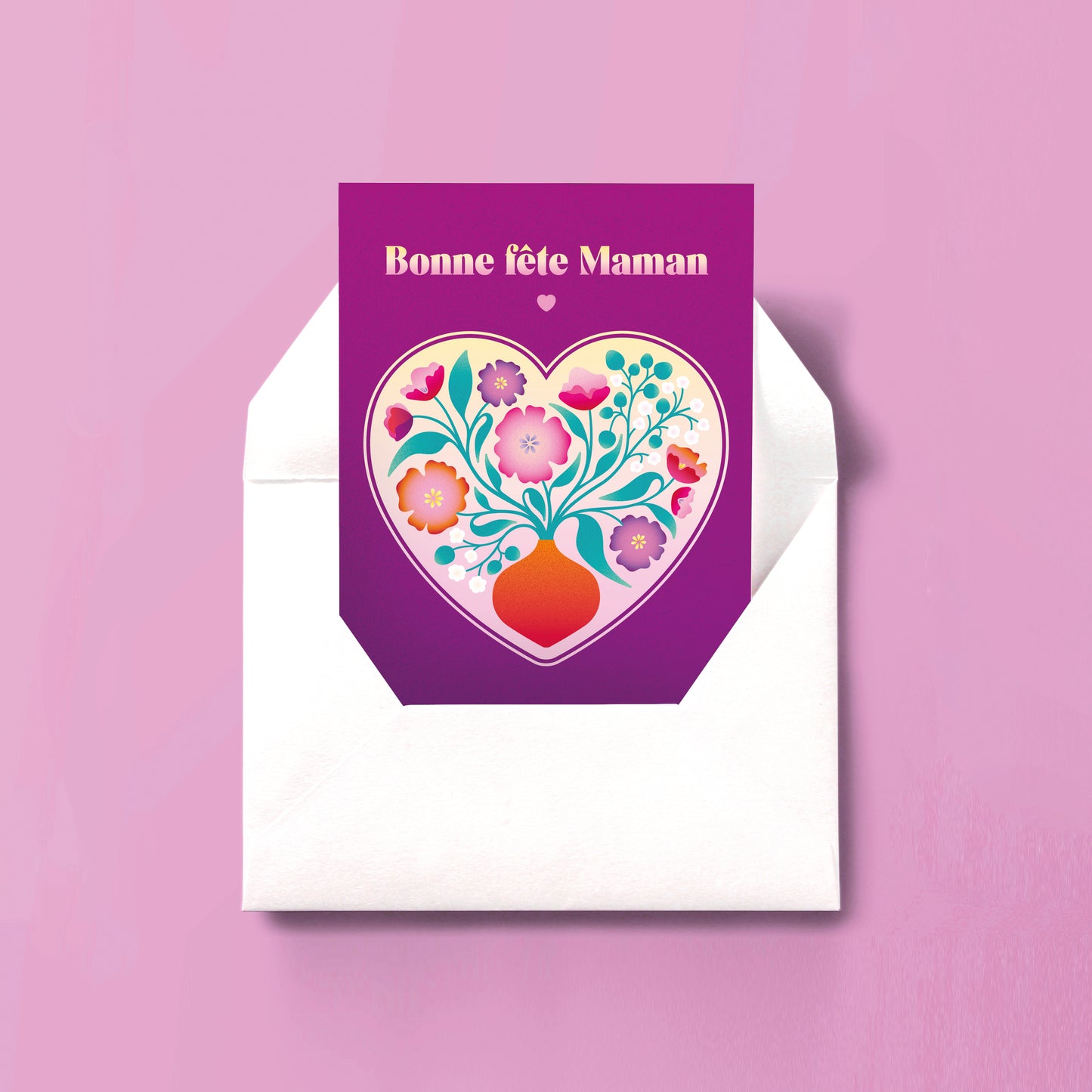 Carte Bonne fête Maman - Coeur Violet