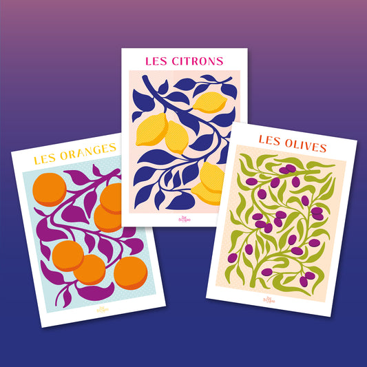 Pack de 3 - Les Oranges - Les Citrons - Les Olives